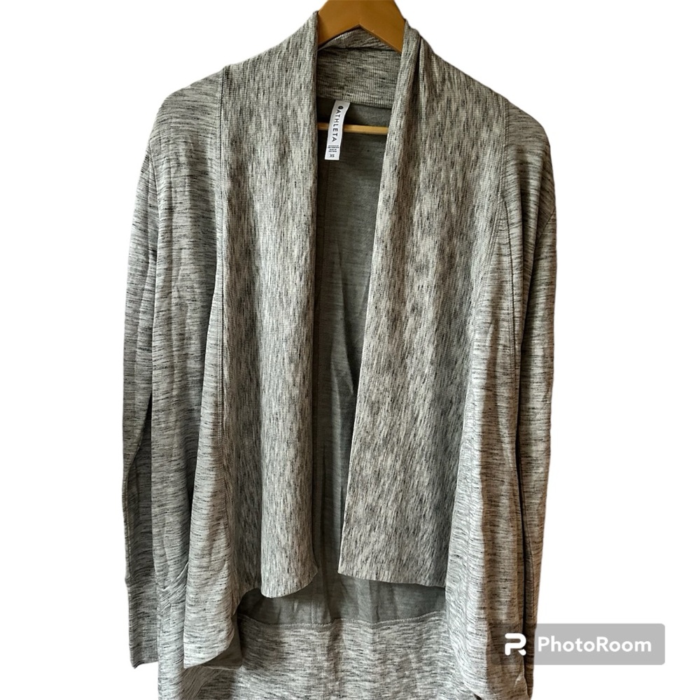 Athleta Nirvana Wear Two Ways Wrap Gray‎ Marl Rib Knit Modal Size XS